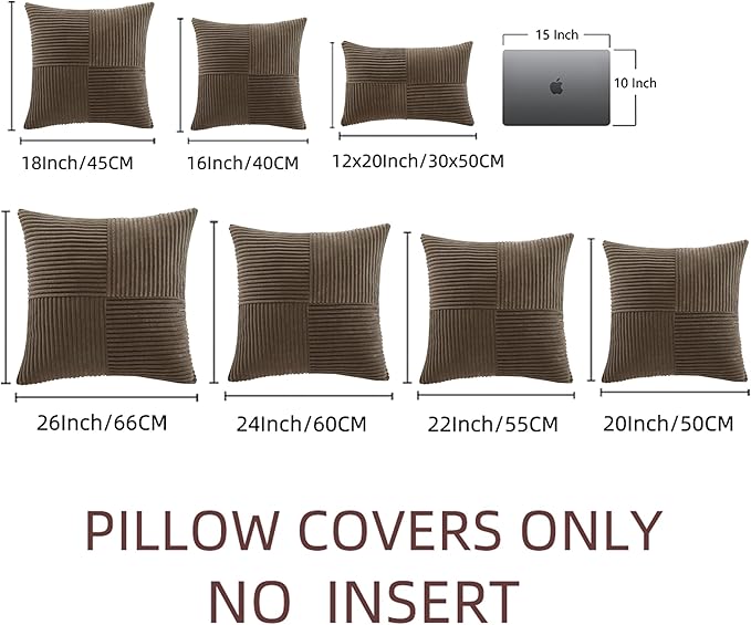Fancy Homi 2 Packs Dark Brown Decorative Throw Pillow Covers 18x18 Inch - Image 7