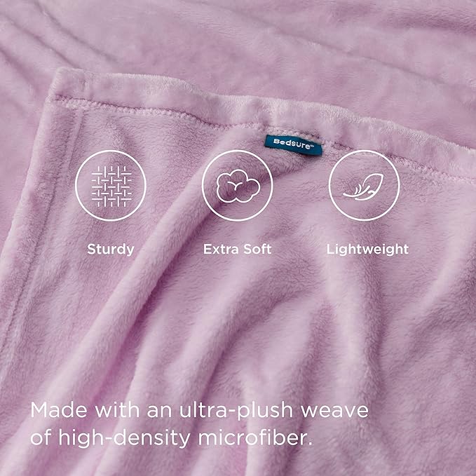 Bedsure GentleSoft Fleece Blankets Queen Size Lilac Lavender - Image 3