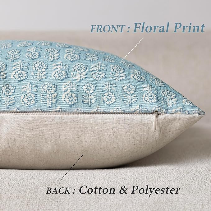 Foindtower Set of 2 Decorative Vintage Floral Print Throw Pillow Covers Neutral - Image 2