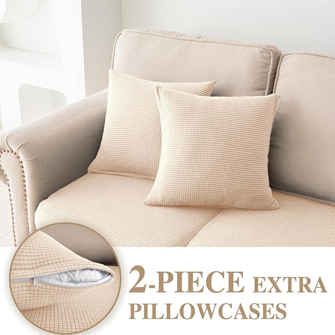 Couch Cushion Covers for Sectional Sofa L Shape Washable Separate Seat Chaise - Image 3
