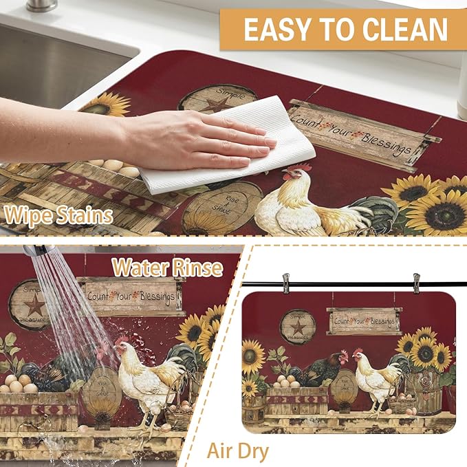 Kitchen Countertop Dish Drying Mat, Super Absorbent Coffee Bar Mat - Image 4