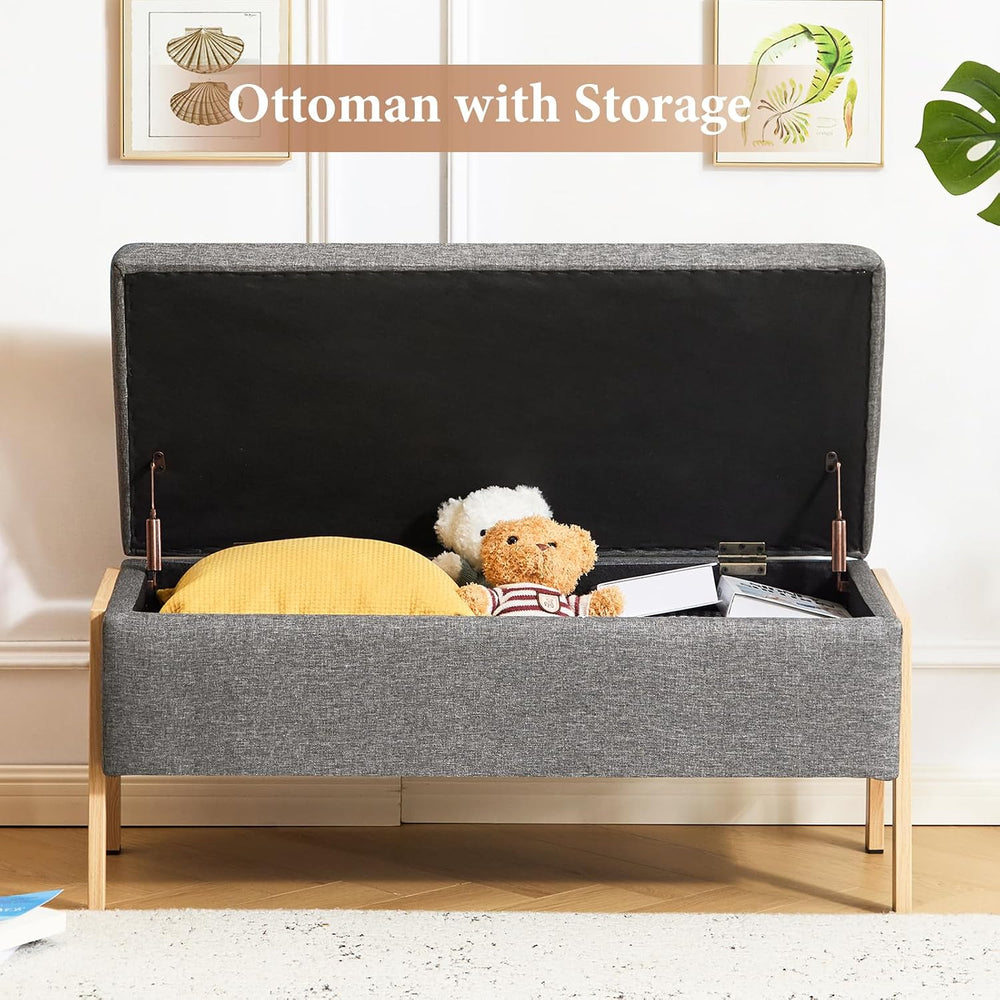 Furniliving Storage Bench for Bedroom, Modern End of Bed Storage Ottoman Benc...