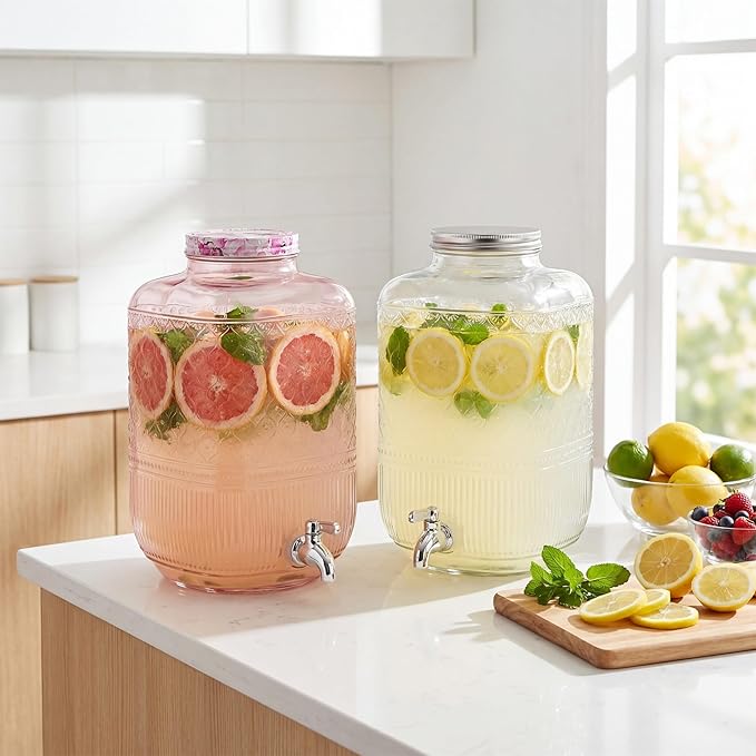Godinger Drink Dispenser 2 Gallon, Large Glass Water Dispenser - Image 6