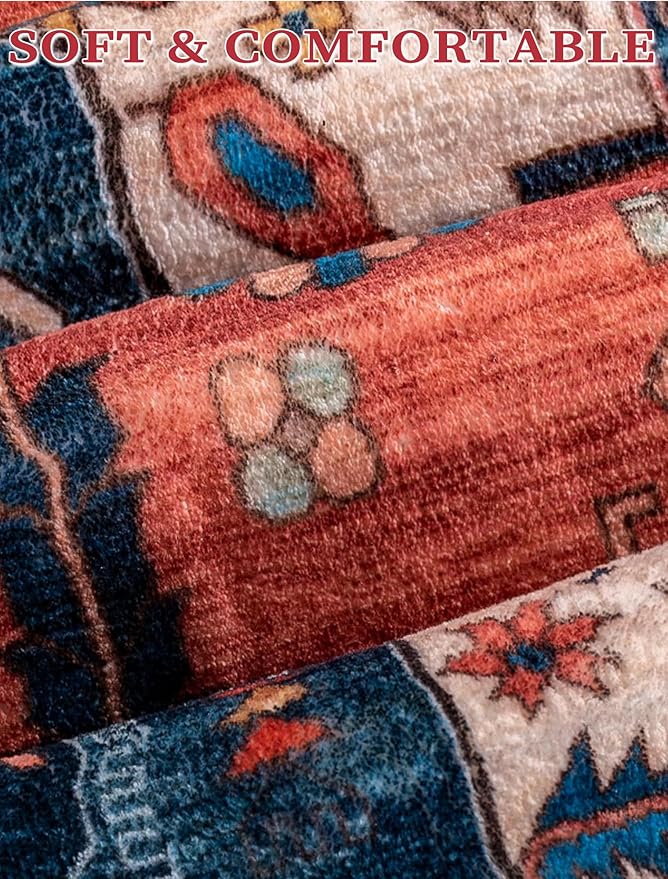 SERISSA Runner Rug for Hallways, Extra Long Boho Rug Ultra Soft Vintage Rust - Image 5