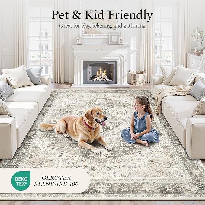 Rugflix 9x12 Area Rugs for Living Room, Machine Washable Rug Non Slip Stain - Image 5