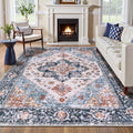 SERISSA Washable Rugs 6x9 Area Rugs, Large Non-Slip Boho Living Room Blue by SERISSAHomeDecorCollection