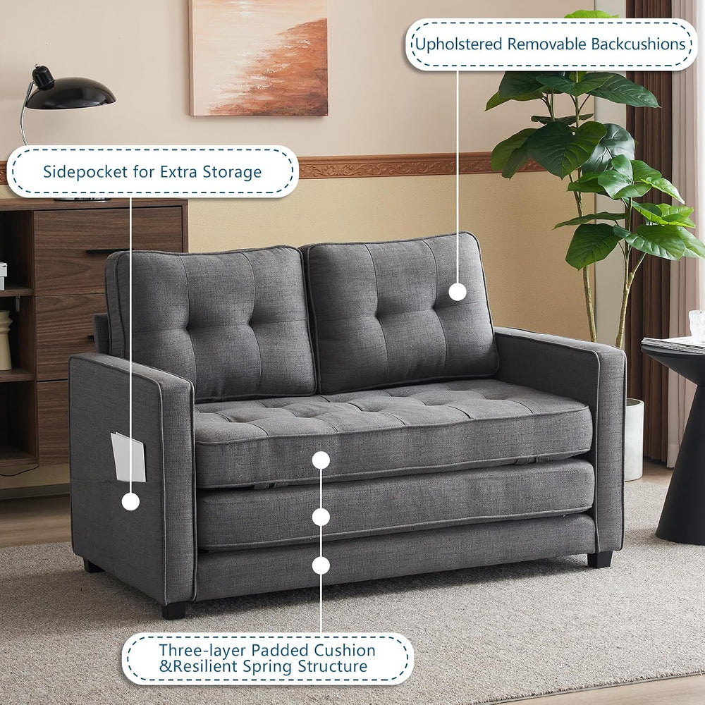 VINGLUpgraded Loveseat Sleeper, 53.5"W 83"L Convertible Sofa Bed Co...