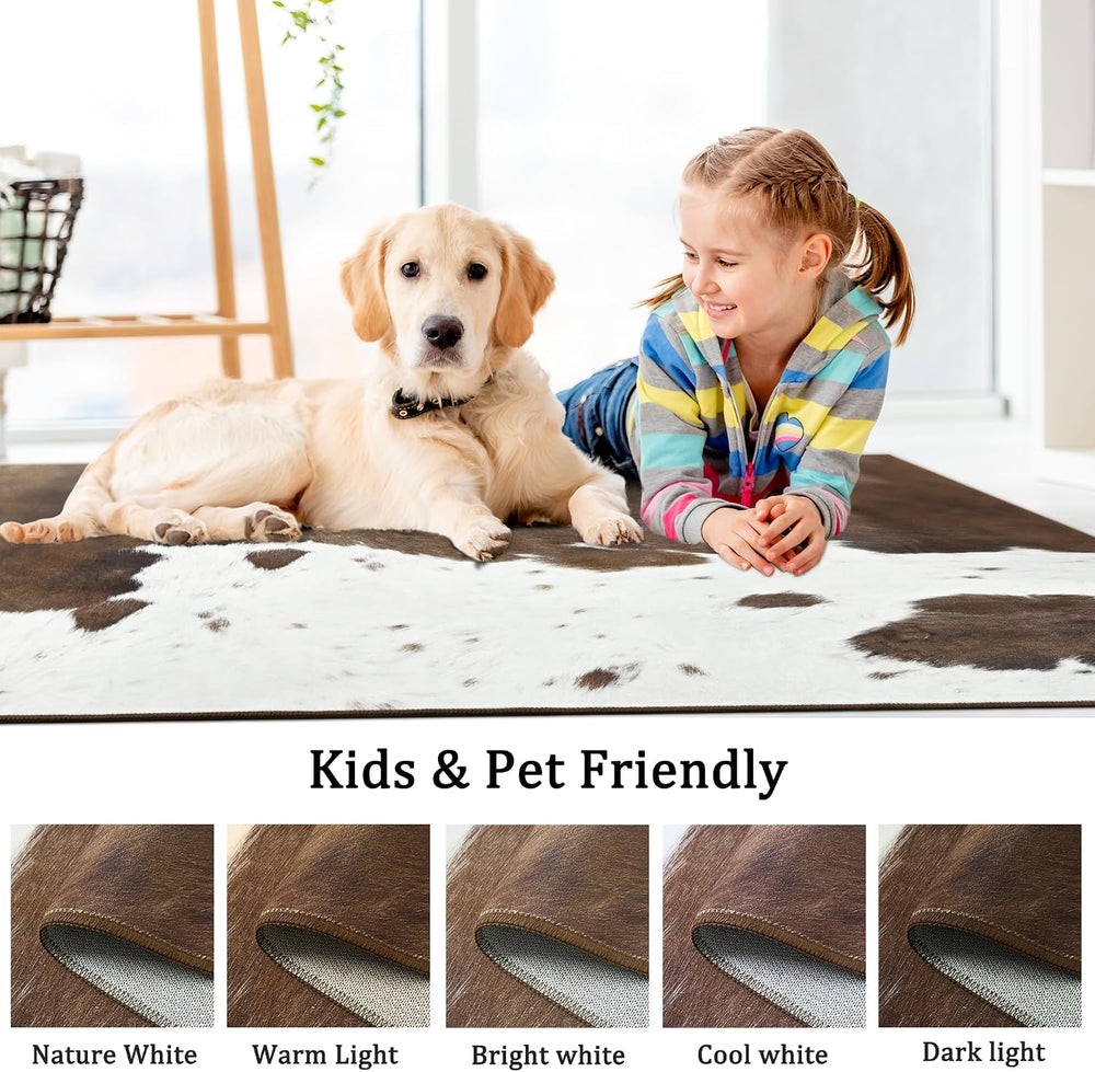 Foxmas 4x6 Cow Print Rugs for Living Room Bedroom