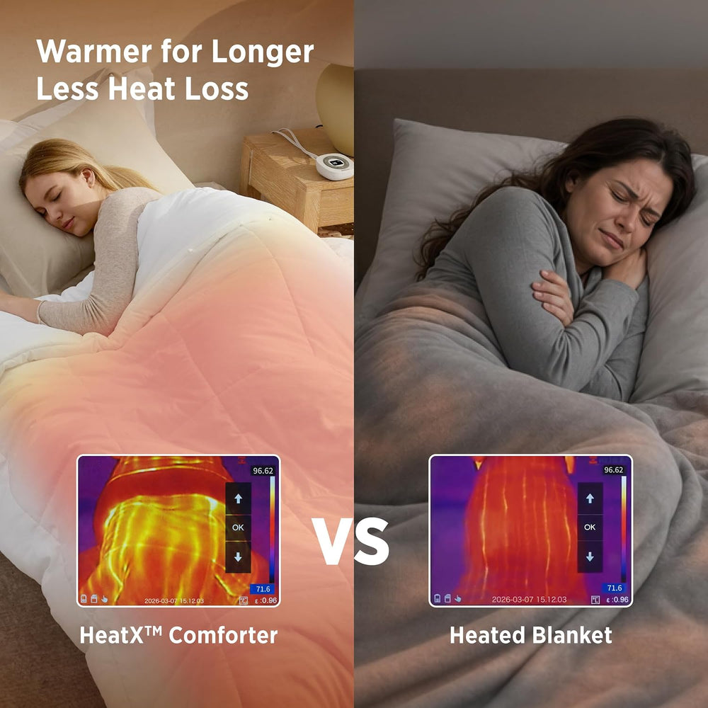 Bedsure HeatX Heated Blanket Queen, Thick Heated Comforter Duvet Insert