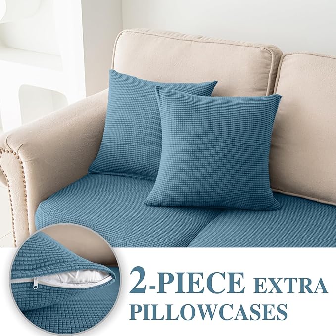 Couch Cushion Covers for Sectional Sofa L Shape Washable Separate Seat Chaise - Image 3