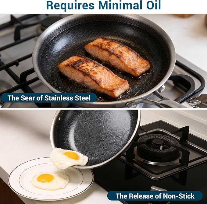 10 Inch Tri-Ply Stainless Steel Hybrid Frying Pan - Image 5