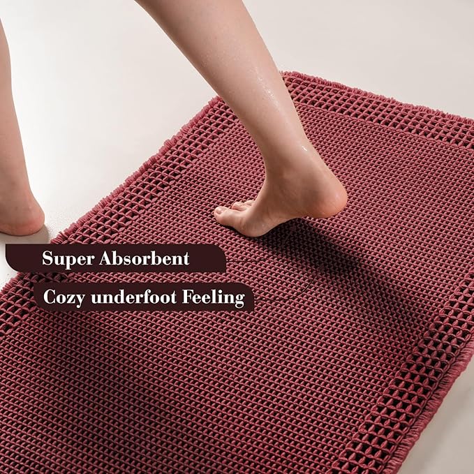RESARE Waffle Bath Mat for Bathroom, Super Absorbent Bathroom Rugs Non Slip - Image 3