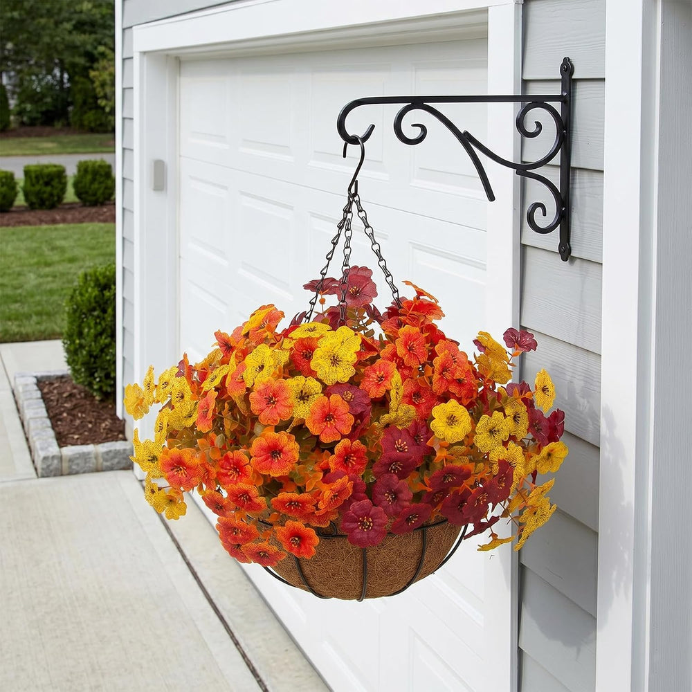 Hananona 2 Set Artificial Outdoor Fall Flowers with Hanging Basket, 2 Packs H...