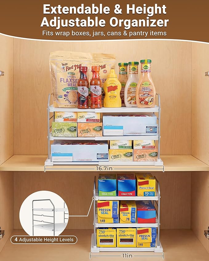 EVERIE Extendable 3-Tier Kitchen Cabinet & Pantry Organizer