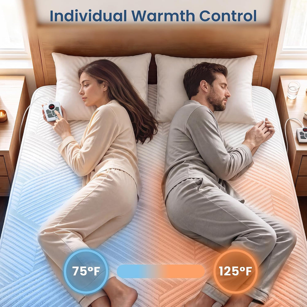 Heated Mattress Pad Queen Size, Electric Bed Warmer Dual Control, Fast Heatin...