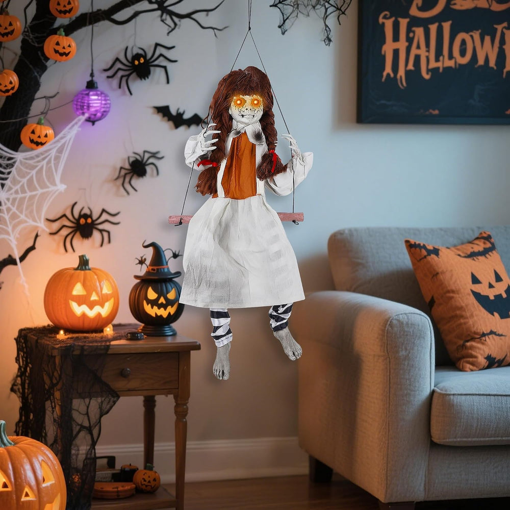 Prsildan Animatronic Halloween Decorations Outdoor Scary Ghost Girl Decor