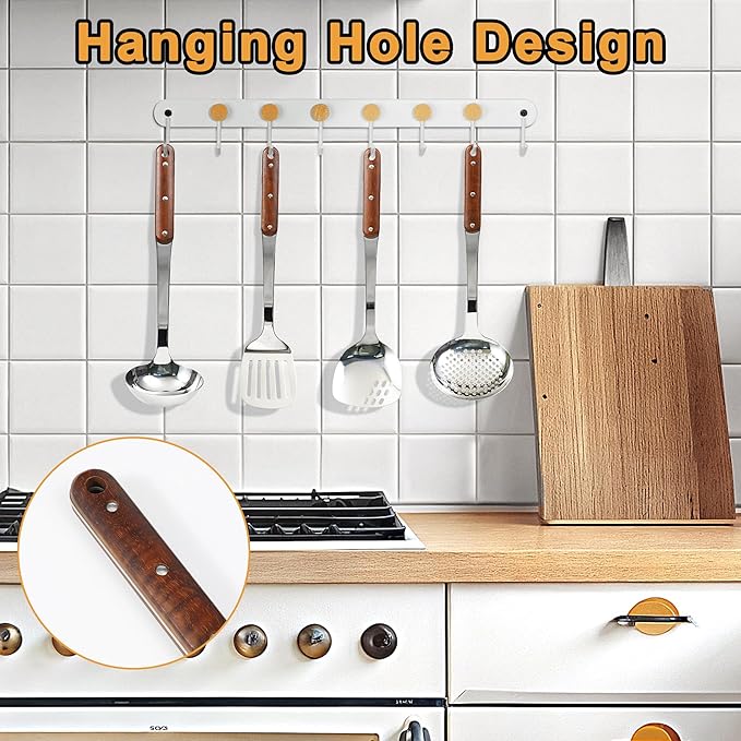 FJNATINH Stainless Steel Wok Spatula, Slotted Spatulas, Skimmer Ladle Tool Set - Image 4