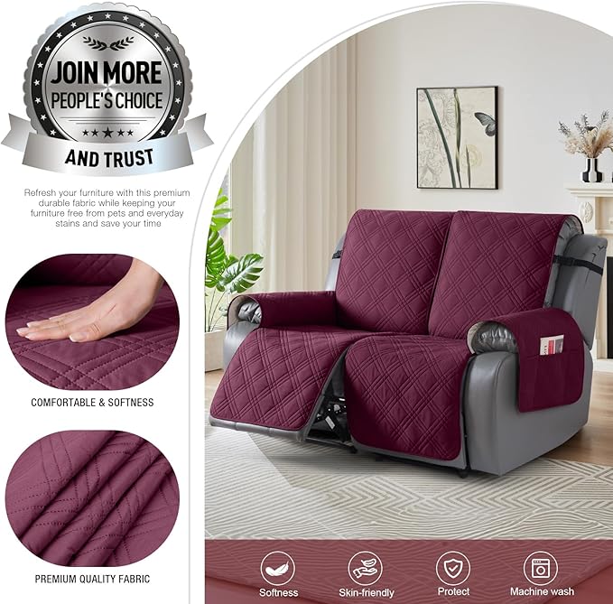 TAOCOCO 100% Waterproof Recliner Loveseat Cover Non Slip Couch Cover - Image 3