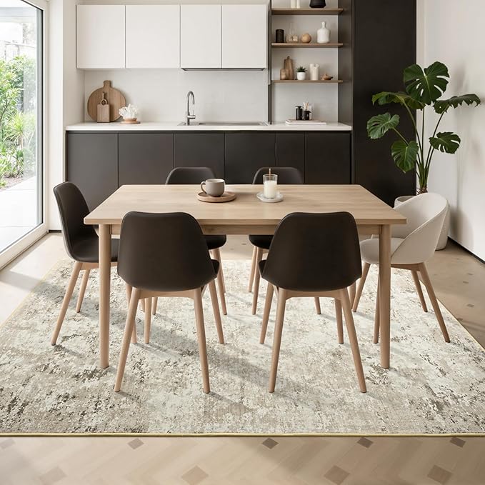 Toneed Abstract Area Rug Modern Washable Rug Soft Non Slip Rug Low Pile - Image 5