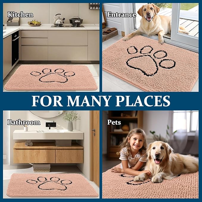 OLANLY Dog Door Mat for Muddy Paws 30x20, Paw Print Design, Absorbs Moisture - Image 8