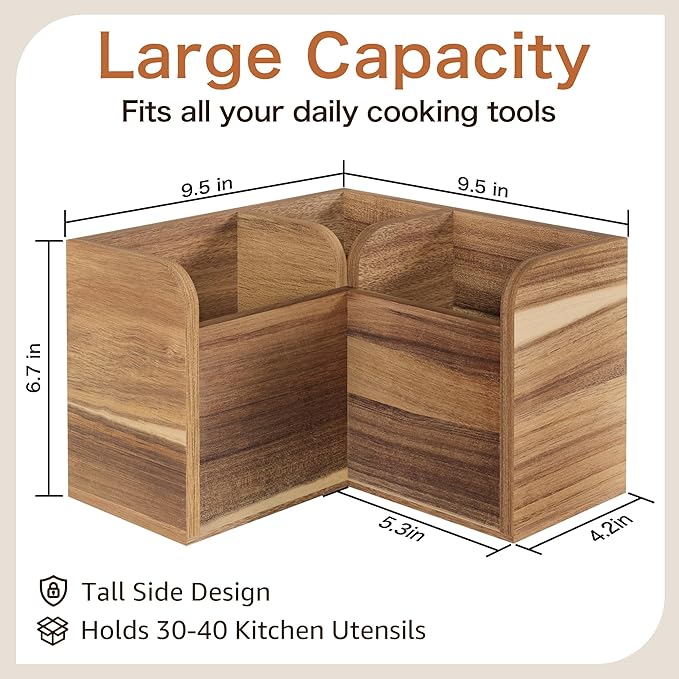Acacia Wood Kitchen Utensil Holders