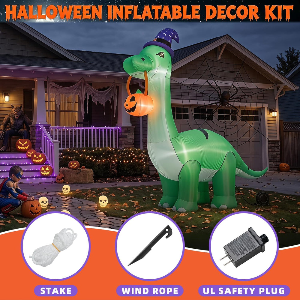 12FT Giant Halloween Decorations Inflatable Dinosaur Outdoor Decor.