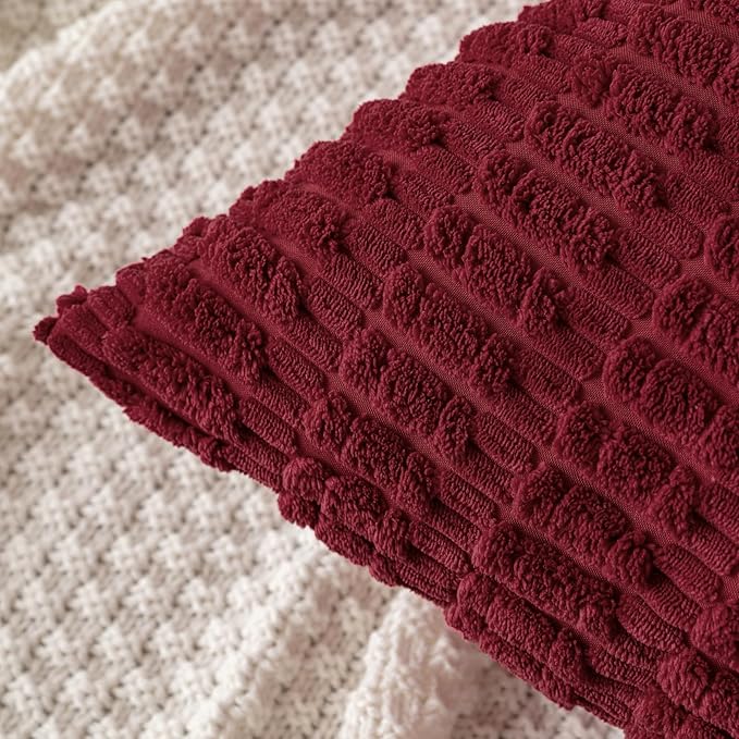 MIULEE Pack of 2 Burgundy Corduroy Decorative Pillow Covers 20x20 Inch Soft - Image 4