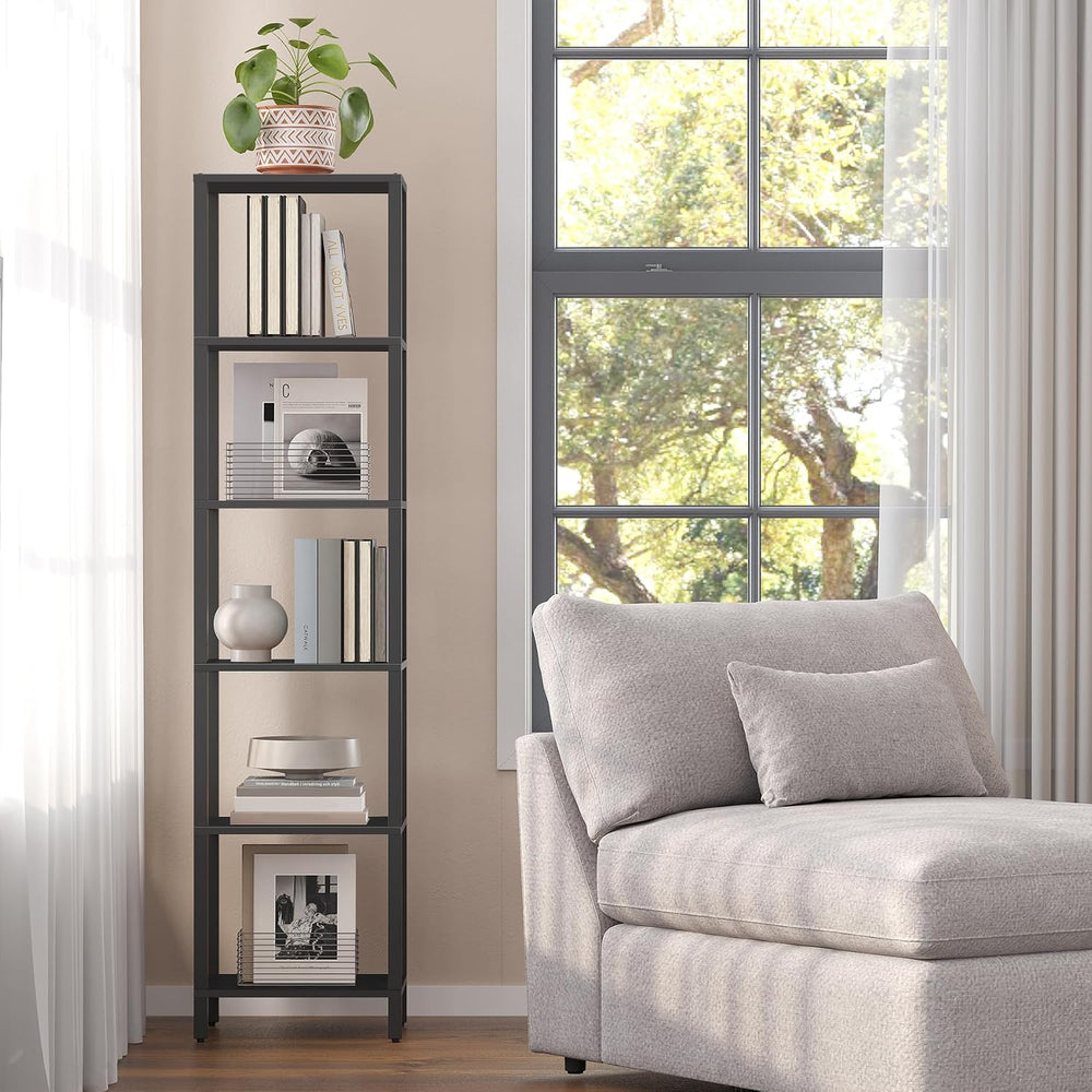 TUTOTAK Bookshelf, 6-Tier Tall Book Shelf, Narrow Bookcase for Small Space, D...
