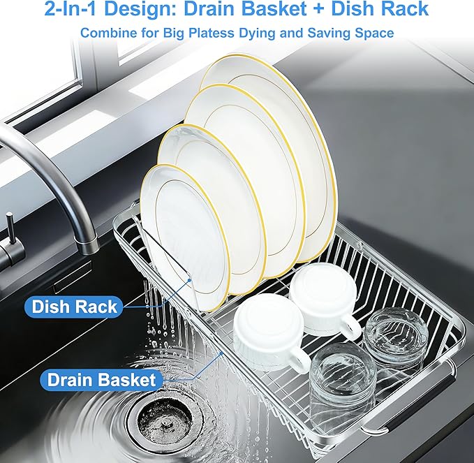 Dish Drying Rack Over The Sink, Stainless Steel Dish Racks