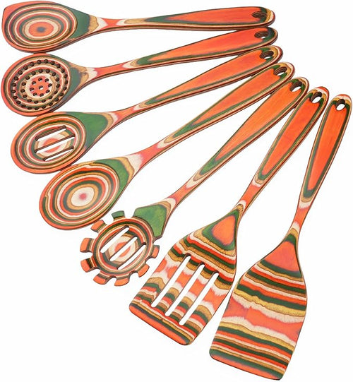 7-Pcs Kitchen Utensils Set –Pakkawood Wooden Spoons by WoodenKitchenUtensilsSet
