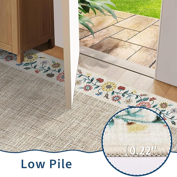 GarveeHome Washable Area Rugs for Bedroom 5x7 Living Room Modern Floral Throw - Image 5