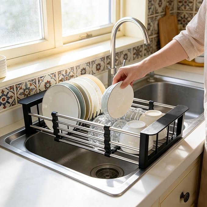 Stainless Steel Expandable Over Sink Dish Drying Rack | 11.4–18.5 inch - Image 5