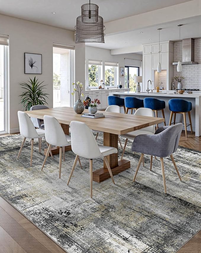 Latte&Fog 6x9 Area Rugs for Living Room Bedroom, Boho Non Slip Low Pile Carpet - Image 4