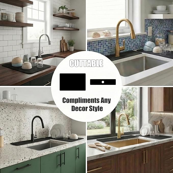 Customizable 24"L x 5.5"W Kitchen Sink Faucet Mat & 24"Lx16"W Dish Drying Mat - Image 7