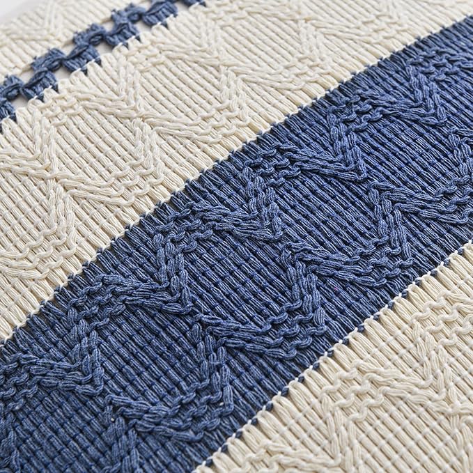 Fancy Homi Set of 1 Dusty Blue Vintage Lumbar Decorative Throw Pillow Covers - Image 4