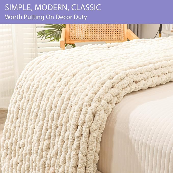 Bigacogo Chunky Knit Throw Blanket - Image 6