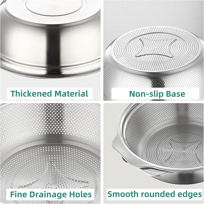 Stainless Steel Colander for Kitchen 2-Quart, Strainer Microporous - Image 8