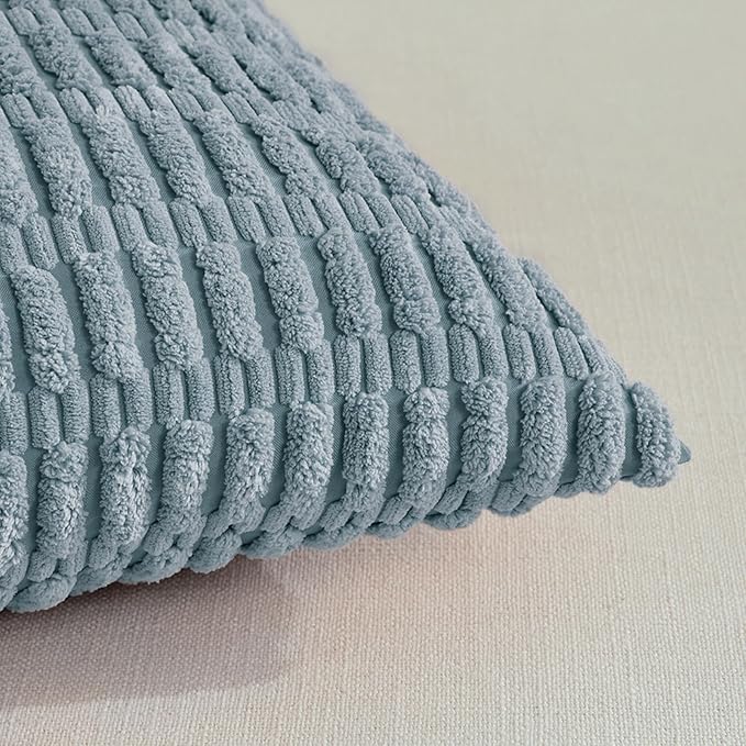 Fancy Homi 4 Packs Boho Light Blue Decorative Throw Pillow Covers 26x26 Inch - Image 4