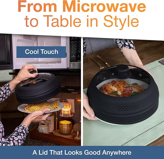 Mikro Innovations Glass & Silicone Microwave Splatter Cover – Tall and - Image 3