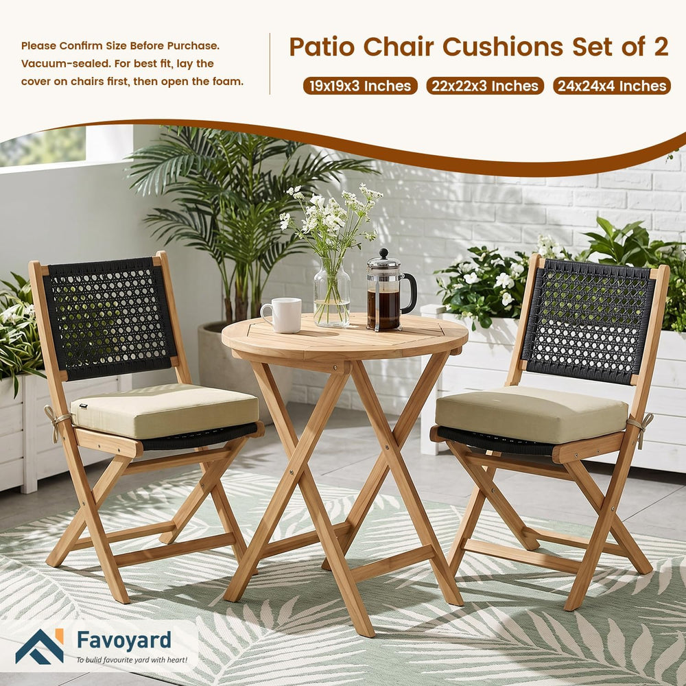 Favoyard Patio Chair Square Cushions Set of 2, Beige, 24 x 24 x 4 inches