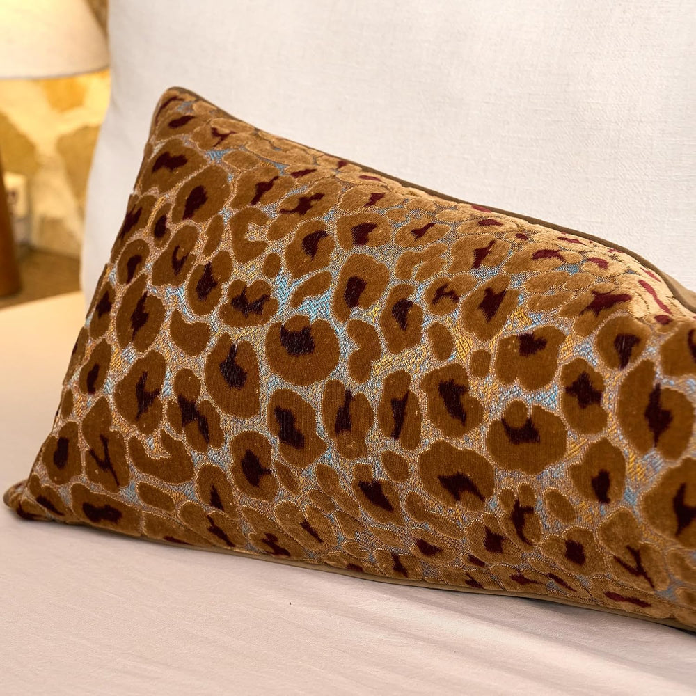 Alerfa Brown Floral Throw Pillow Cover 14 x 36 Inch Cut Velvet Rectange Luxur...