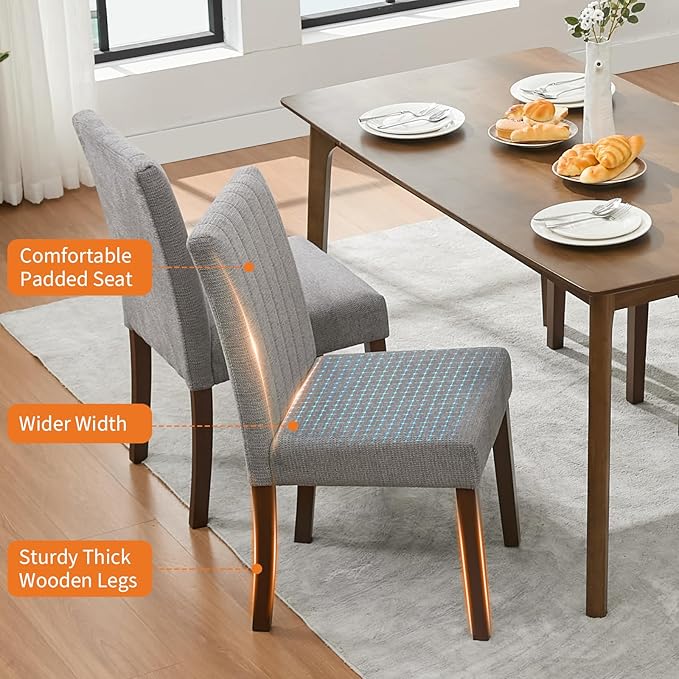 Upholstered Dining Chairs Set of 2, Modern Fabric Kitchen Side Chairs with St...