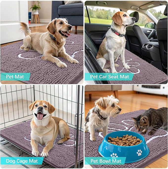 OLANLY Dog Door Mat for Muddy Paws 30x20, Paw Print Design, Absorbs Moisture - Image 7