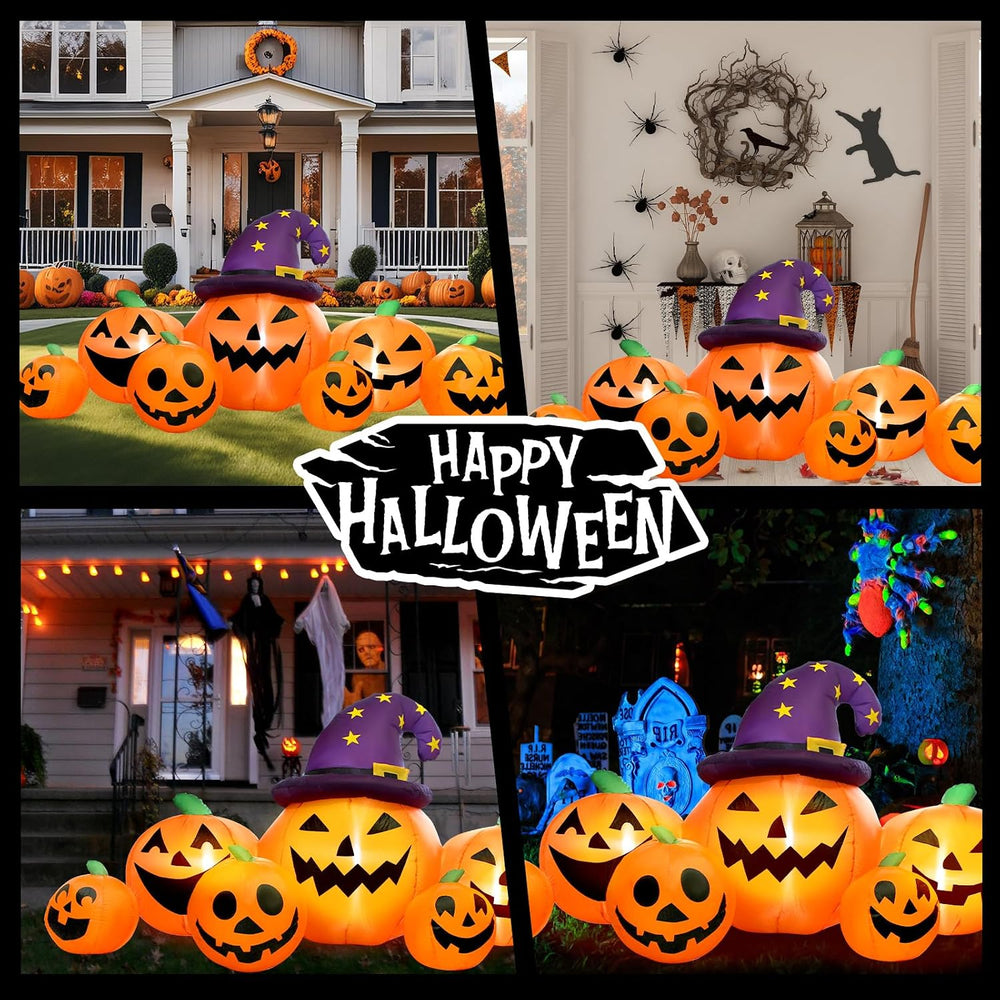 8FT Long Halloween Inflatables Pumpkin Outdoor Decorations, Halloween Blow Up...