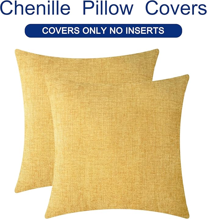 CaliTime Throw Pillow Covers Decorative 20 X 20 Inches Pack of 2 Cozy Chenille - Image 6