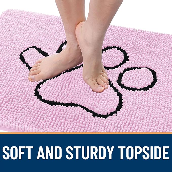 OLANLY Dog Door Mat for Muddy Paws 30x20, Paw Print Design, Absorbs Moisture - Image 4