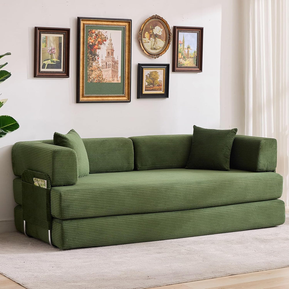 Garvee 5-in-1 Convertible Sofa Bed, 78.8" Modular Corduroy Sleeper with ...