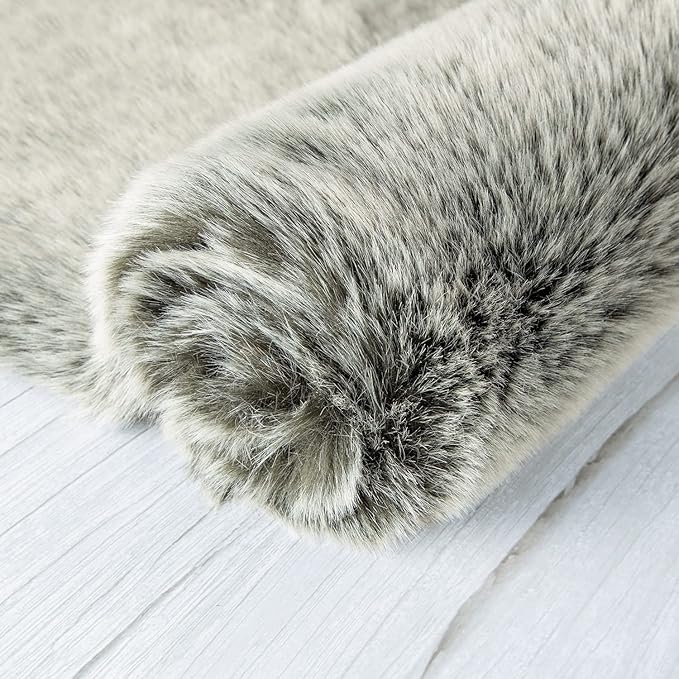 Ashler Home Deco Faux Fox Fur Area Rug, 2x3 ft, High Pile, Rectangular - Image 5