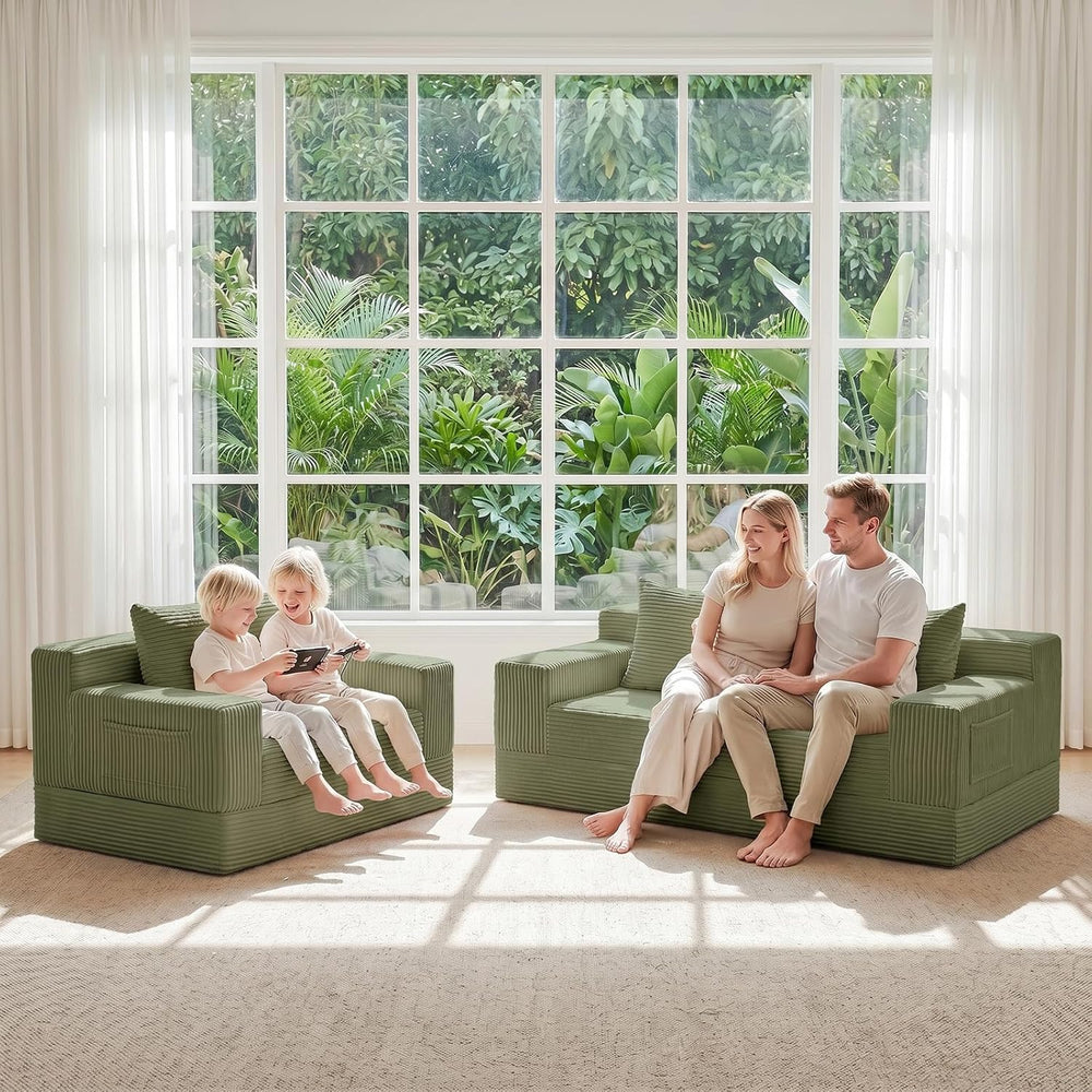 Convertible Sofa Bed,Small Boneless Couch & Boneless Loveseat,Pull Out Co...