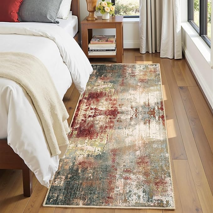 Washable Area Rugs 2'x6' Non-Slip Modern Abstract Soft by RELEANY